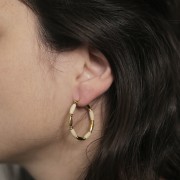 Pendientes de aro redondo de 30 mm con resina epoxi - Acero inoxidable 304L - Rosa claro x2