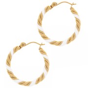 Pendientes de aro redondo trenzado 25 mm con resina epoxi - Acero inoxidable 304L Dorado - Blanco x2