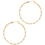 Pendientes de aro redondo 40,5 mm con resina epoxi - Acero inoxidable 304L Dorado - Beige x2|raw }}