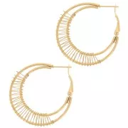 Aros pendientes doble hilo de 36 mm - Acero inoxidable 304L Dorado x2