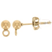 Pendientes bola 4 mm - anilla perpendicular - Acero inox dorado 303L Dorado x2|raw }}