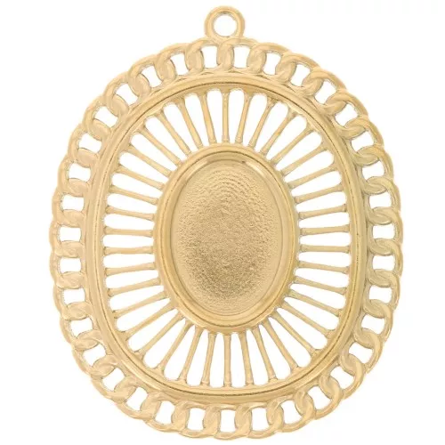 Colgantes ovalados calados 39,5x32 mm para cabujón 14x10mmAcero inox 304L Doradox2