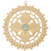 Colgantes redondos calados de 31 mm para cabujón de 4 mm - Acero inoxidable Dorado 304L x2