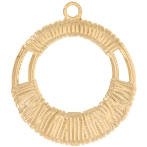 Colgante redondo ahuecado de 40 mm efecto trenzado - Acero inoxidable 304L Dorado x1