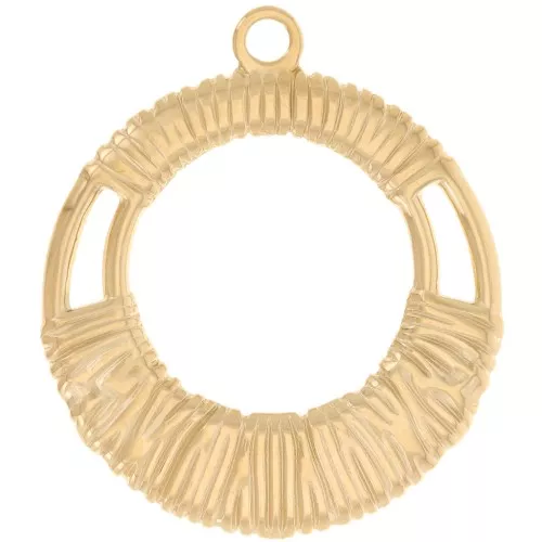 Colgante redondo ahuecado de 40 mm efecto trenzado - Acero inoxidable 304L Dorado x1
