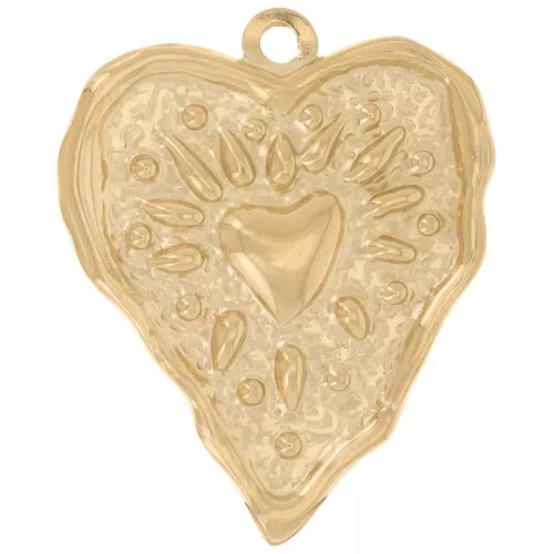Colgante corazón irregular 36x29 mm - Acero inoxidable 304L Dorado x1