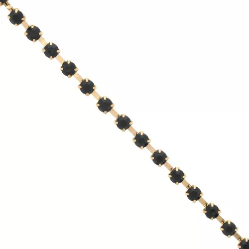 Cadena strass acrílico 6 mm Jet dorado x1 m