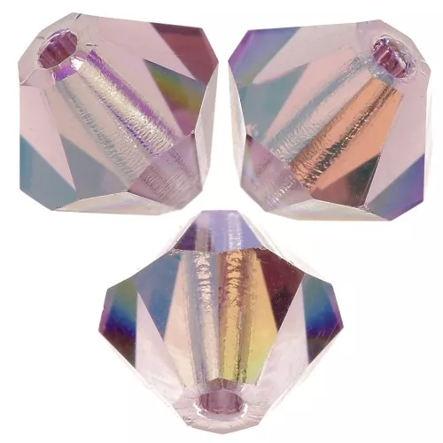 Cuentas tupis Preciosa - Abalorio rondelle 6 mm - Light Amethyst Glitter x12