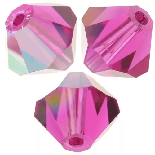 Cuentas tupis Preciosa - Cuenta rondelle 6 mm - Fucsia Glitter x12