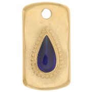 Colgante rectángulo 20x11mm con gota de resina epoxi - Dorado con oro fino - Azul x1