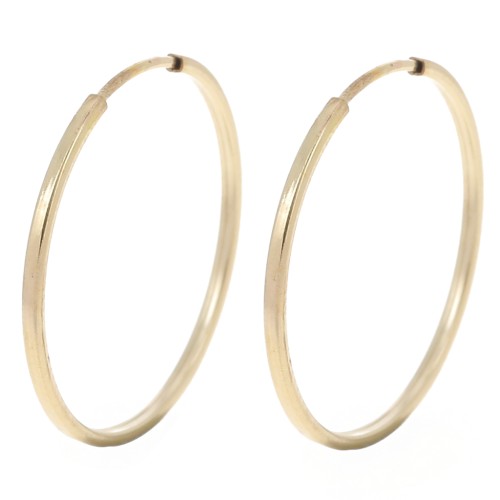 Aros pendientes 21 mm - 1 mm alambre cuadrado - Gold filled (oro laminado) x2