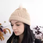 Pompone de piel sintética 10 cm Blanco x1