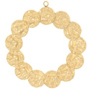 Colgantes redondos martillados 35 mm - Acero inoxidable 304L Dorado x2|raw }}