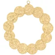 Colgantes redondos martillados 35 mm - Acero inoxidable 304L Dorado x2