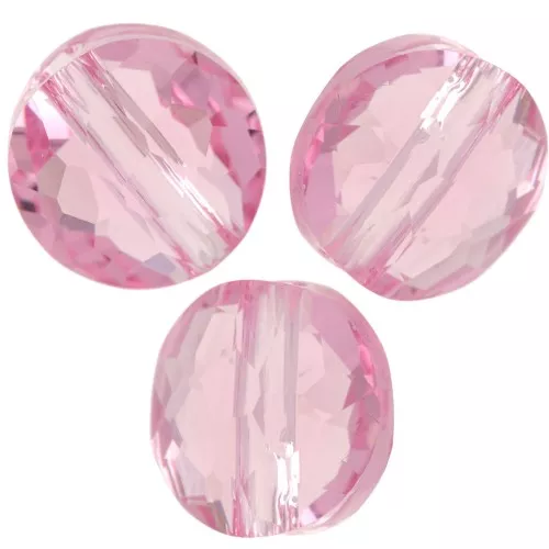Cuentas planas redondas - 6 mm - Thin Round PureCrystal 5034 - Rosa claro x6