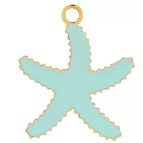 Estrella de mar 12x10 mm - resina epoxi 316L dorado acero inoxidable - Turquesa x1