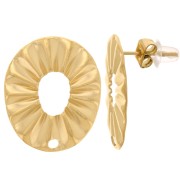 Pendientes ovalados efecto plisado 21x18 mm - Acero inoxidable 304 Dorado x2
