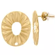 Pendientes ovalados efecto plisado 21x18 mm - Acero inoxidable 304 Dorado x2