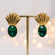 Pendientes de concha efecto trenzado 21x23 mm - Acero inoxidable dorado 304L x2