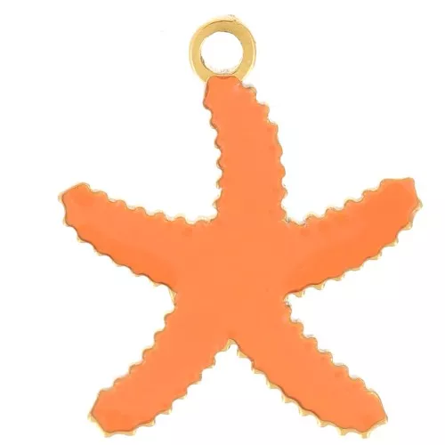 Estrella de mar 12x10 mm - resina epoxi 316L dorado acero inoxidable - Coral x1