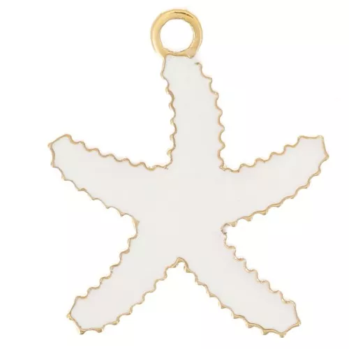 Dije Estrella de Mar 12x10 mm - resina epoxi Acero inoxidable 316L Dorado - Blanco x1