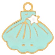 Colgante concha 10x10 mm - resina epoxi - Acero inoxidable 316L dorado - Turquesa x1|raw }}