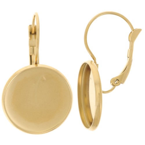 Ganchos de 30 mm para cabujón de 16 mm - acero inoxidable dorado 304L x2