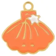 Colgante de concha 10x10 mm - resina epoxi - Acero inoxidable 316L dorado - Coral x1