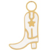 Santiag cowboy boot charm 15x9mm resina epoxi -Acero inoxidable 316L dorado -Negro x1|raw }}