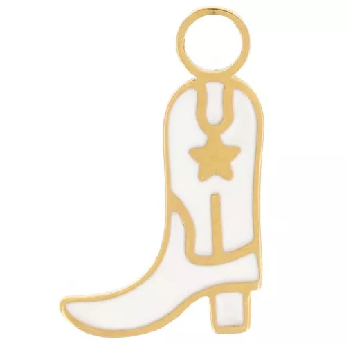 Santiag cowboy boot charm 15x9mm resina epoxi -Acero inoxidable 316L dorado -Negro x1