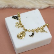 Santiag cowboy boot charm 15x9mm resina epoxi -Acero inoxidable 316L dorado -Negro x1