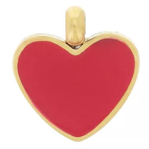 Dije corazón 9x7,5 mm resina epoxi - Acero inoxidable 304L Dorado - Rojo x1