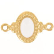 Entrepieza ovalada 22x13 mm con resina epoxi - Acero inoxidable 304L Dorado - Marfil x1