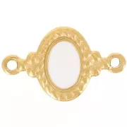 Entrepieza ovalada 22x13 mm con resina epoxi - Acero inoxidable 304L Dorado - Marfil x1