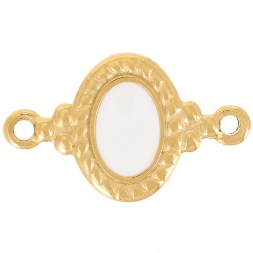 Entrepieza ovalada 22x13 mm con resina epoxi - Acero inoxidable 304L Dorado - Marfil x1