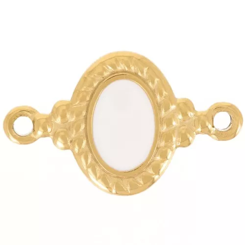 Entrepieza ovalada 22x13 mm con resina epoxi - Acero inoxidable 304L Dorado - Marfil x1