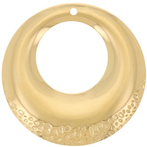 Colgantes redondos huecos texturizados 32 mm - Acero inoxidable 316L Dorado x2