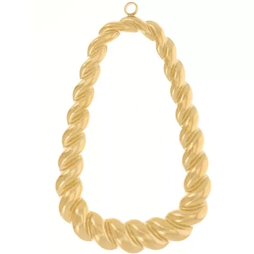 Colgantes trapecio efecto trenzado 50x31 mm - Acero inoxidable 316L dorado x2
