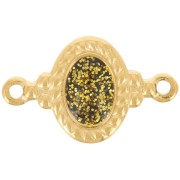 Entrepieza ovalada 22x13 mm resina epoxi - Acero inoxidable 304L Dorado - Brillo verde x1