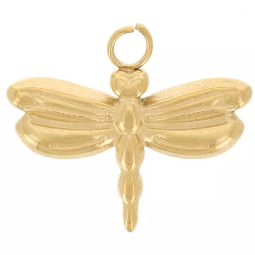 Colgante Libélula 14x16 mm - Acero inoxidable 304L Dorado x1