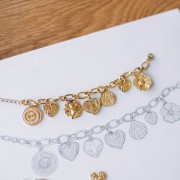 Colgante redondo de textura irregular 16 mm - Acero inoxidable 304L Dorado x1