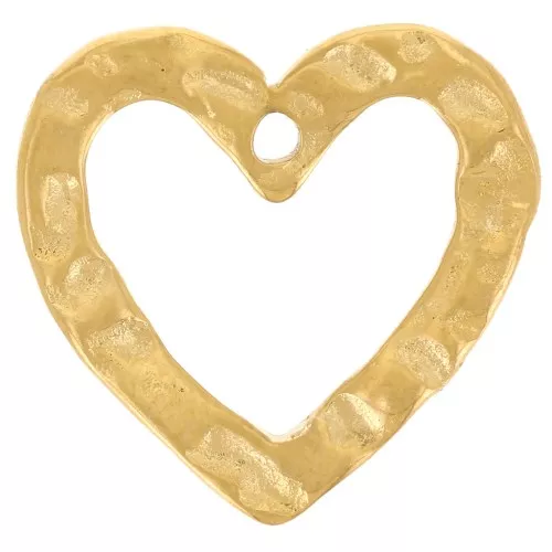 Colgante corazones martillados 13x13,5 mm - Acero inoxidable 316L dorado x2