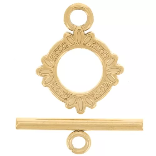 Cierre en T trabajado para pulsera o collar de 14 mm - Acero inoxidable dorado 304L x1