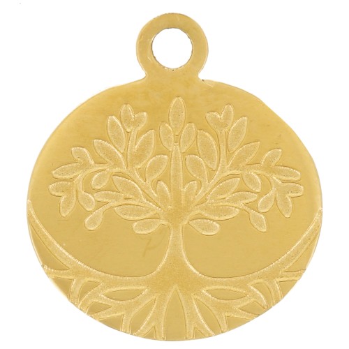 Dije Árbol de la Vida 11x10 mm - Acero Inoxidable Dorado 316L x1