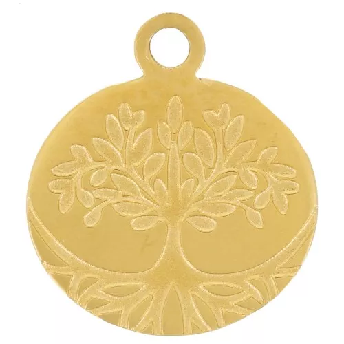 Dije Árbol de la Vida 11x10 mm - Acero Inoxidable Dorado 316L x1
