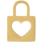 Colgante candado 16x11 mm con corazón - Acero inoxidable 316L Dorado x1|raw }}