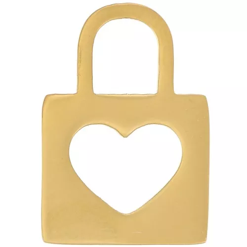 Colgante candado 16x11 mm con corazón - Acero inoxidable 316L Dorado x1