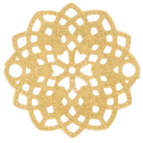Entrepieza rosetón calado texturado de 13 mm - Acero inoxidable dorado 316L x1