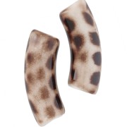 Cuentas de tubo curvadas de acrílico opaco 35x11 mm - Motivo leopardo moteado x6