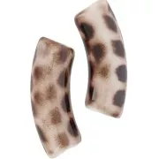 Cuentas de tubo curvadas de acrílico opaco 35x11 mm - Motivo leopardo moteado x6